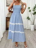 Robe longue rayée à bretelles fines, sans manches