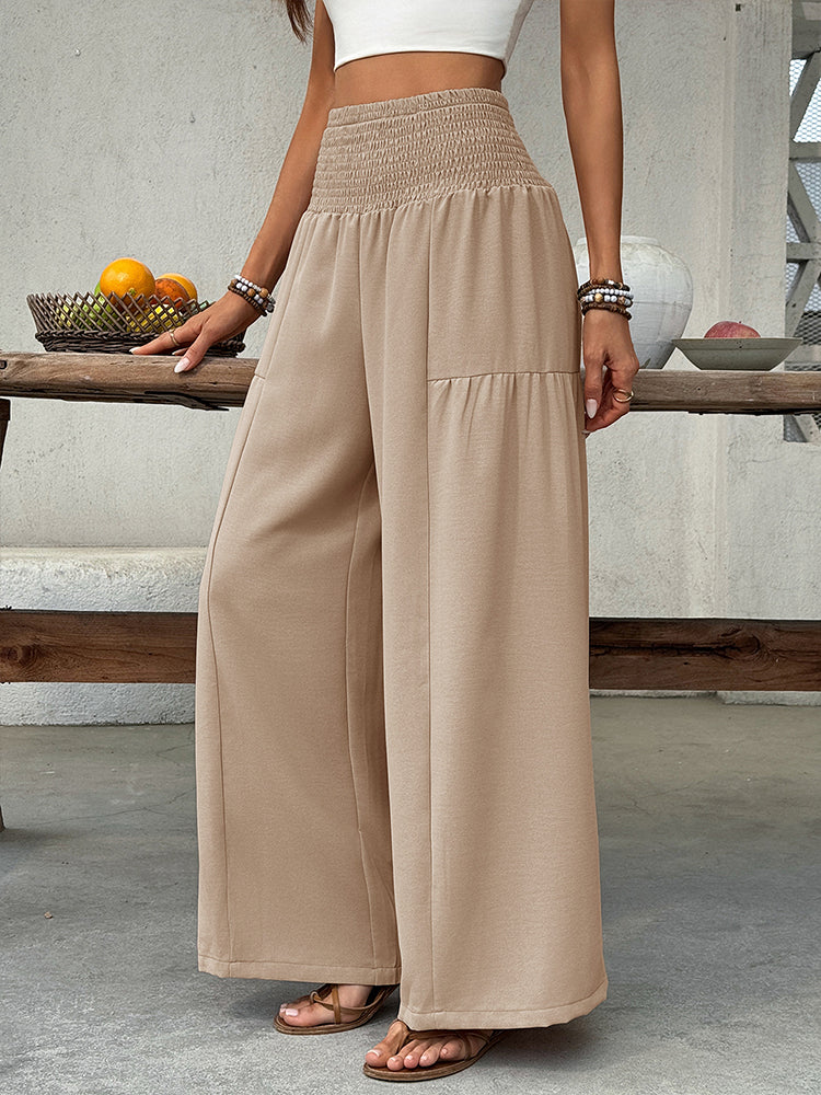 Pantalon palazzo taille haute élastiquée