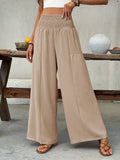 Pantalon palazzo taille haute élastiquée