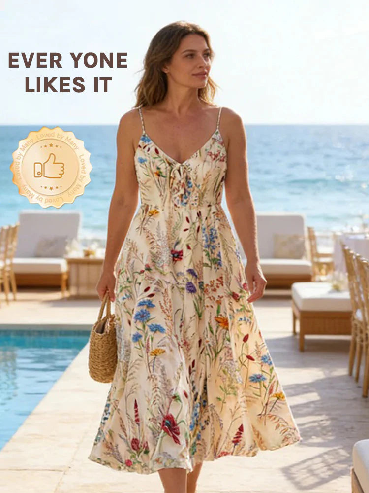 Robe d'été caraco fleurie bohème, coupe trapèze