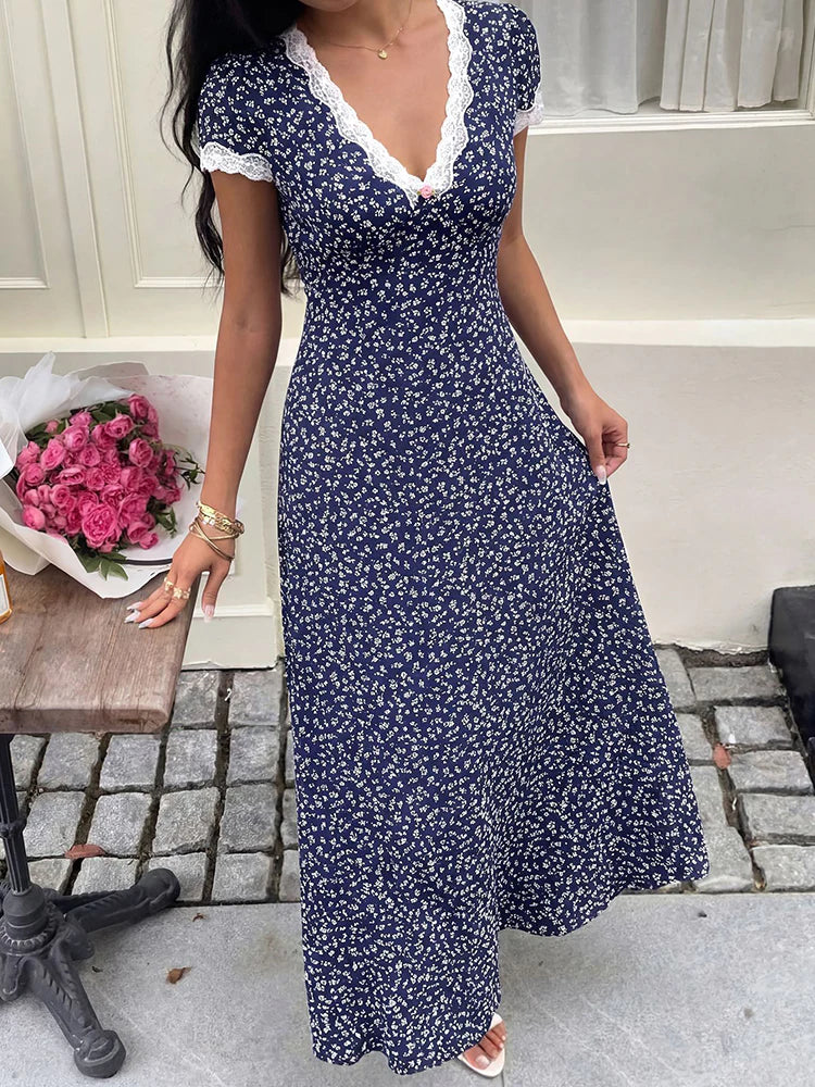 Robe longue fleurie d'inspiration vintage