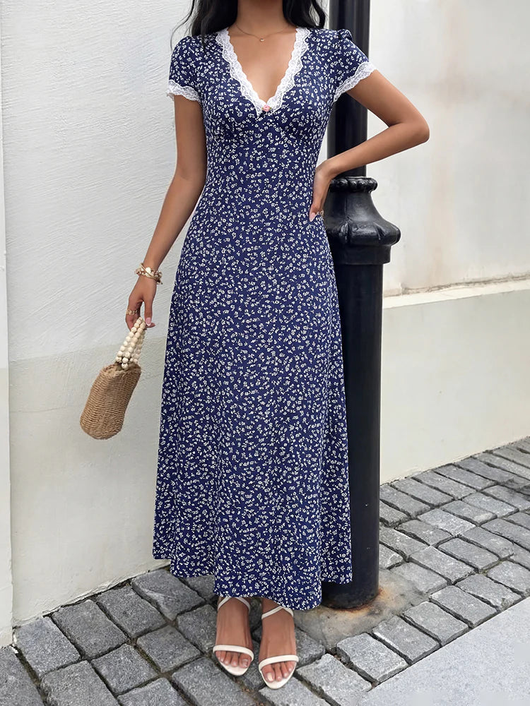 Robe longue fleurie d'inspiration vintage
