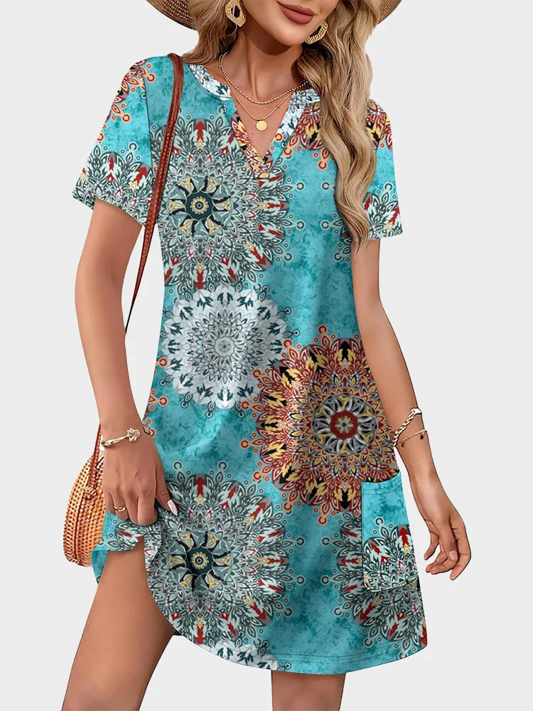 Robe d’été col V esprit vacances
