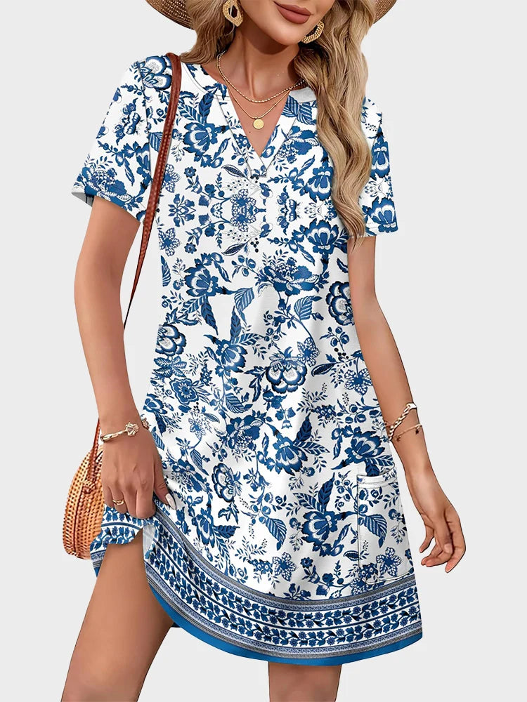 Robe d’été col V esprit vacances