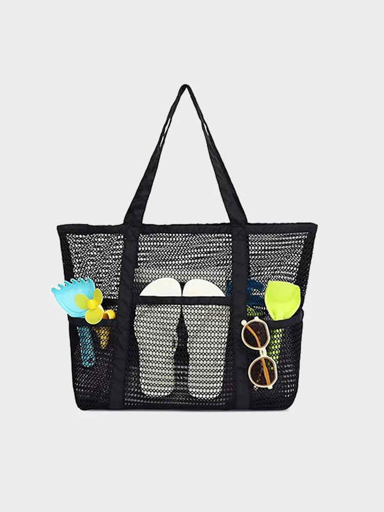 Sac de plage en filet avec fermeture zippée