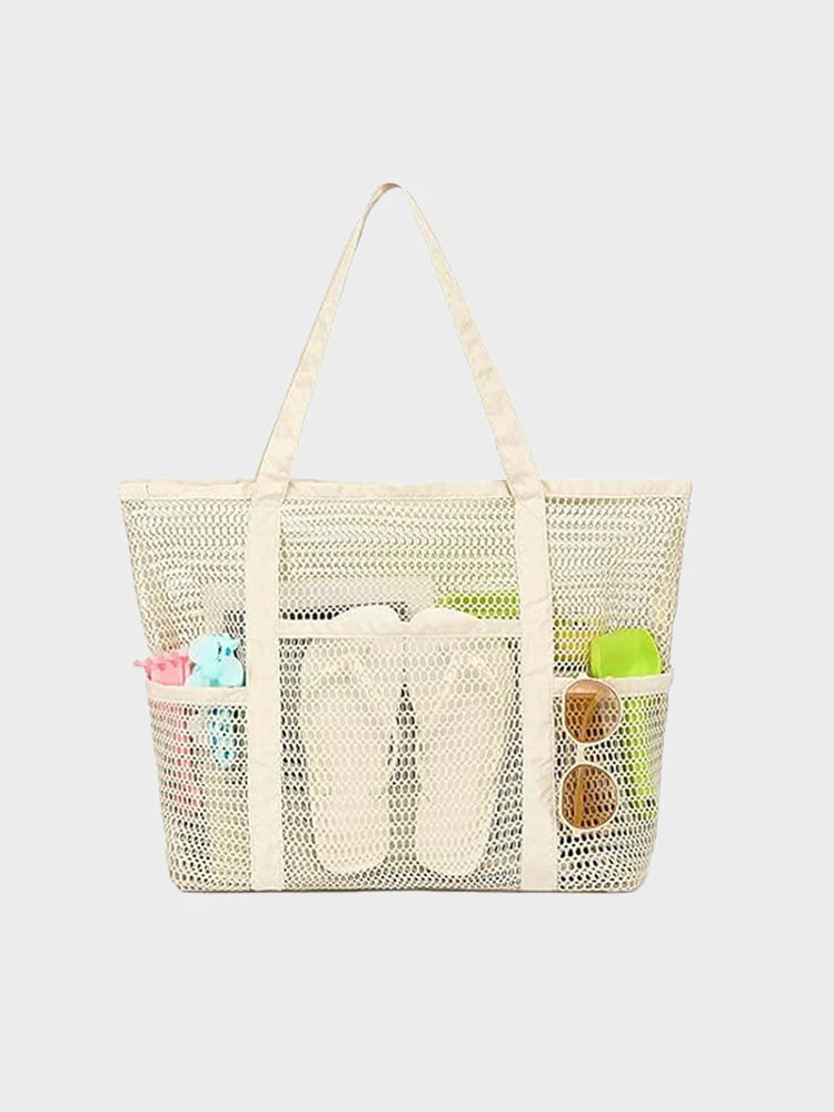 Sac de plage en filet avec fermeture zippée