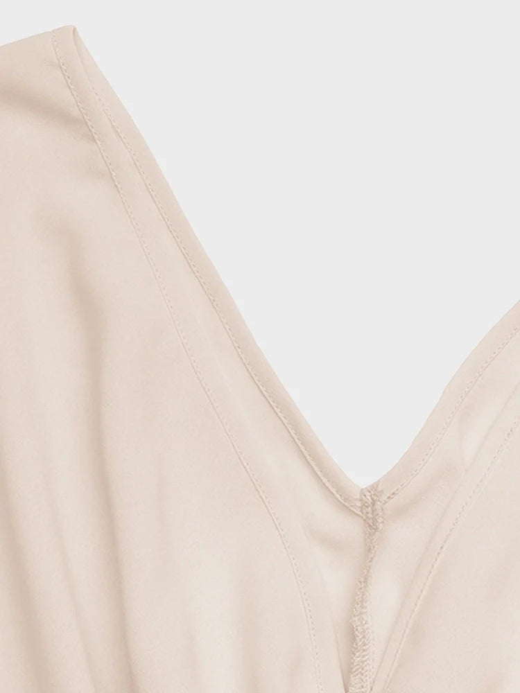 Robe longue plissée femme col V