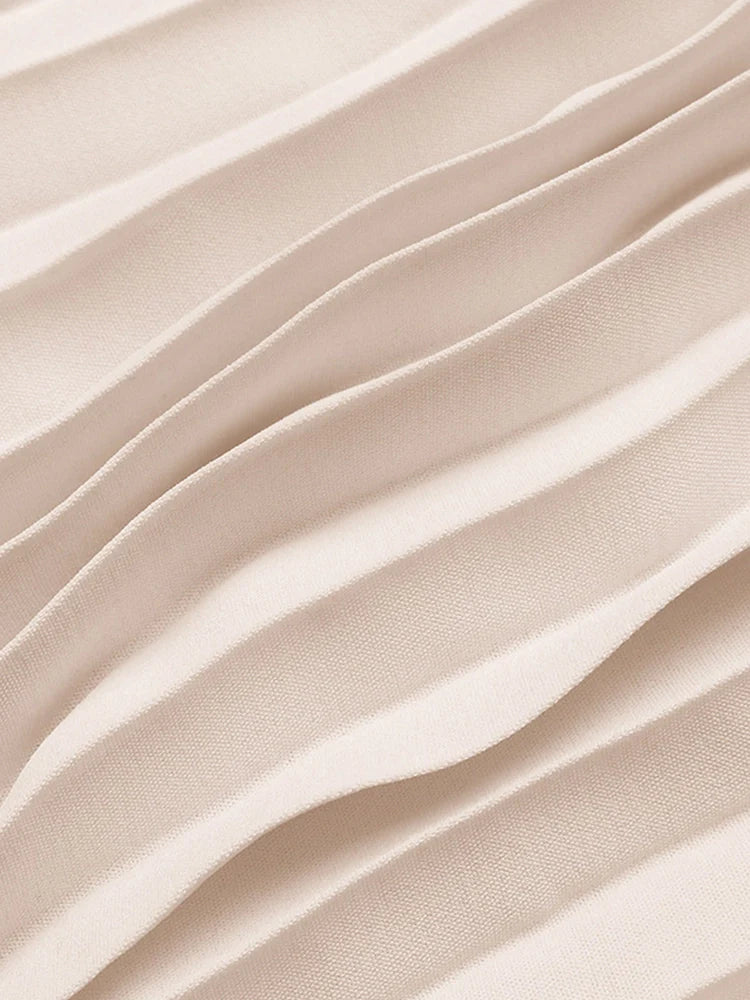 Robe longue plissée femme col V