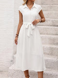Robe chemise midi femme boutonnée à col
