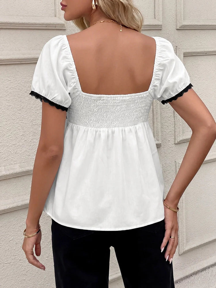 Top femme manches courtes à taille cintrée