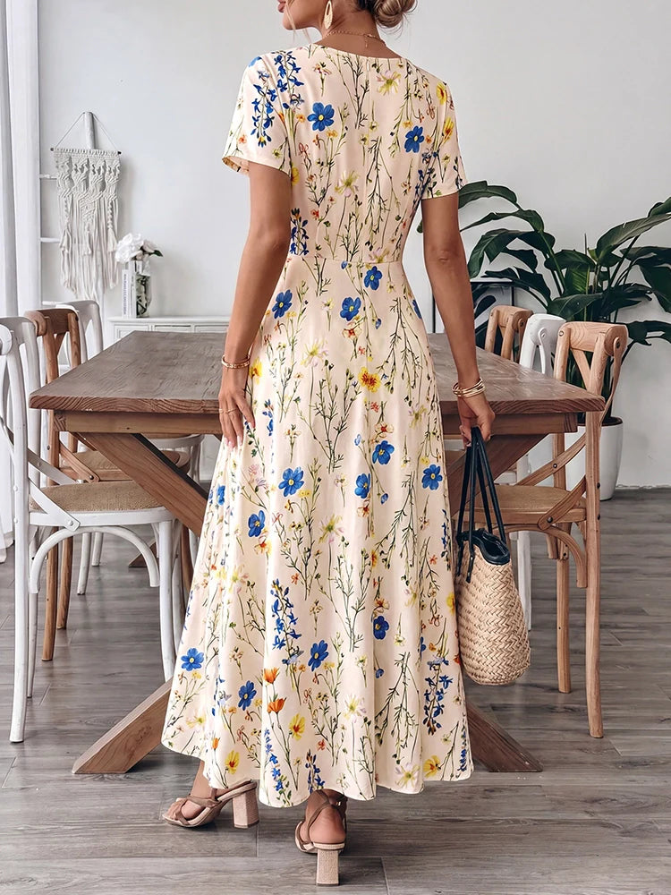 Robe midi femme à encolure carrée