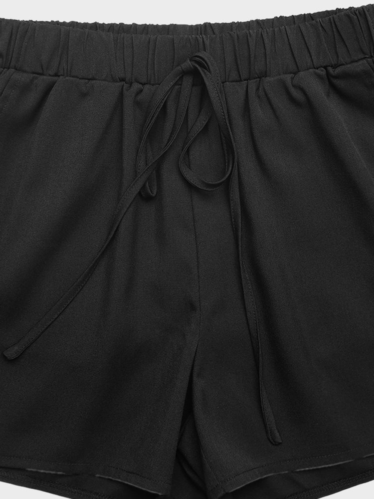 Short femme ample à taille élastique et cordon de serrage
