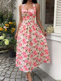 Robe midi fleurie à encolure dos-nu - Maison Flavigny