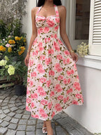 Robe midi fleurie à encolure dos-nu - Maison Flavigny
