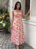 Robe midi fleurie à encolure dos-nu - Maison Flavigny