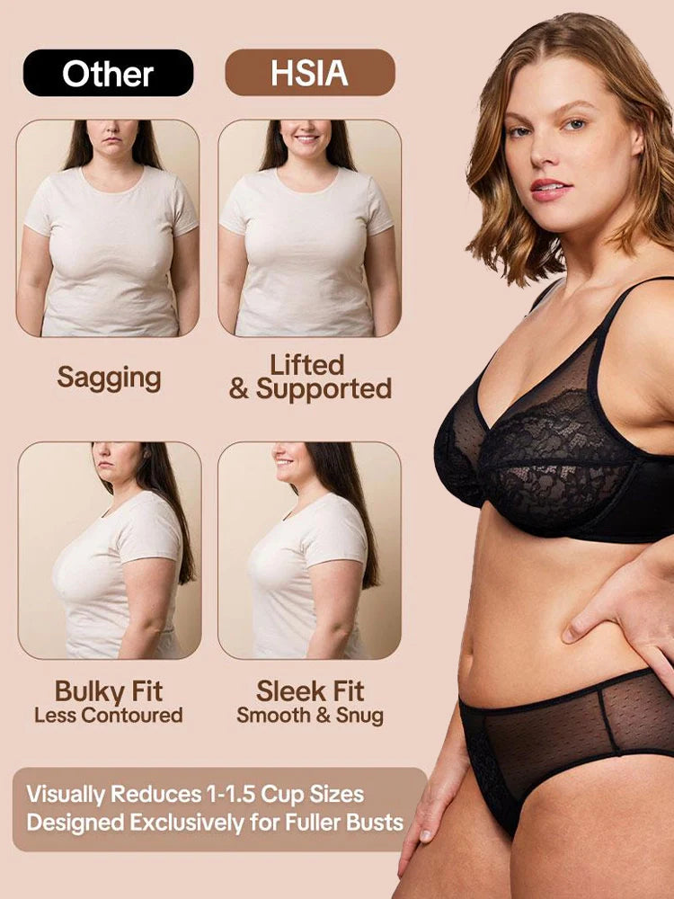 Soutien-gorge minimiseur en dentelle couvrant – maintien, galbe et effet lissant