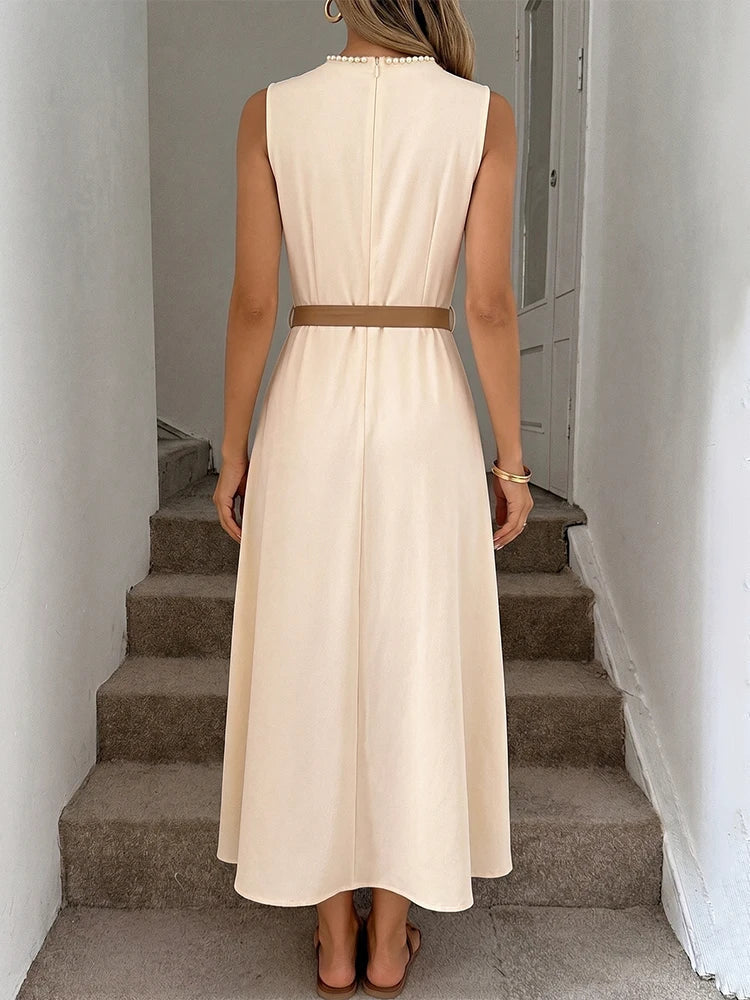 Robe midi trapèze sans manches
