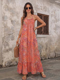 Robe longue dos nu col licou imprimé bohème