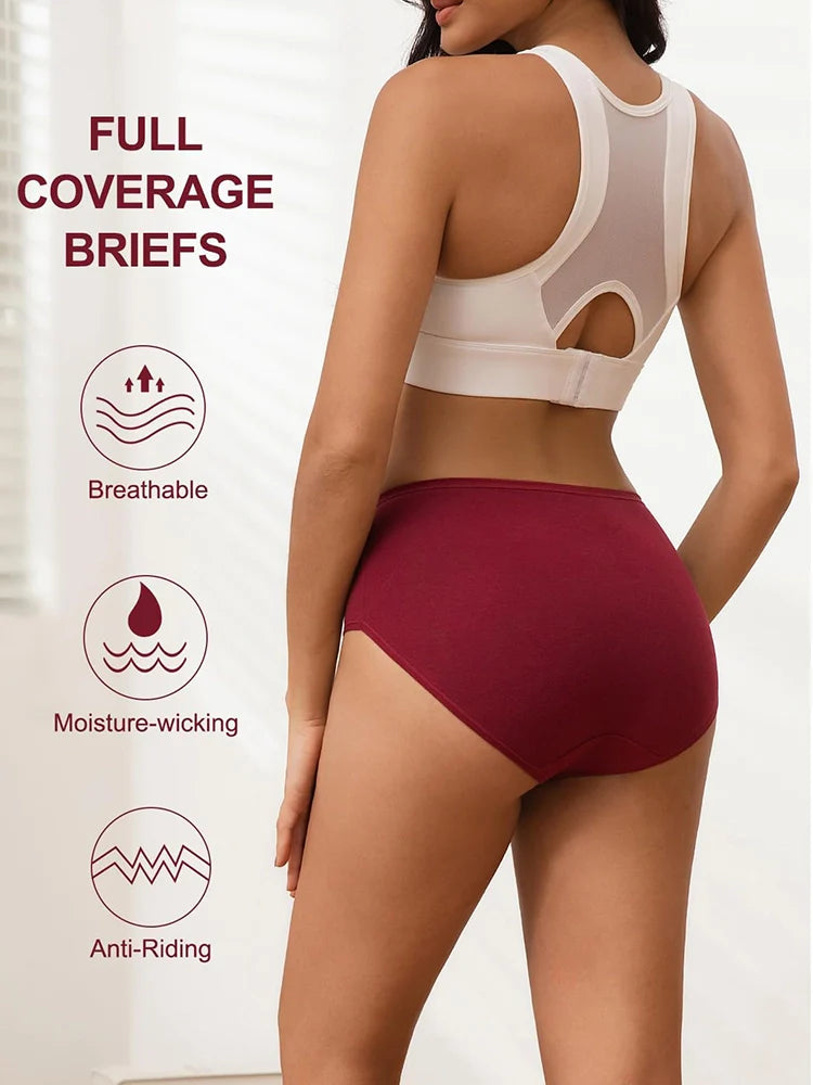 Culottes en coton taille haute couvrantes pour femme – lot de 5