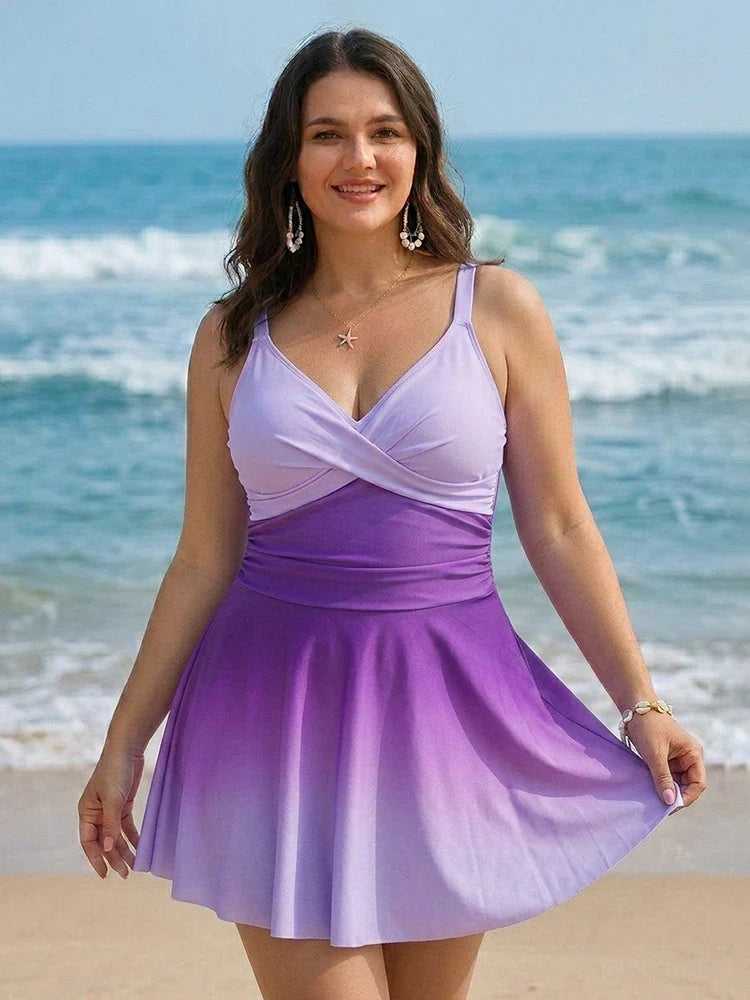 Maillot 1 pièce dégradé sexy avec jupette