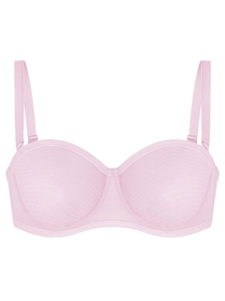 Soutien-gorge balconnet bandeau à armatures en tulle transparent