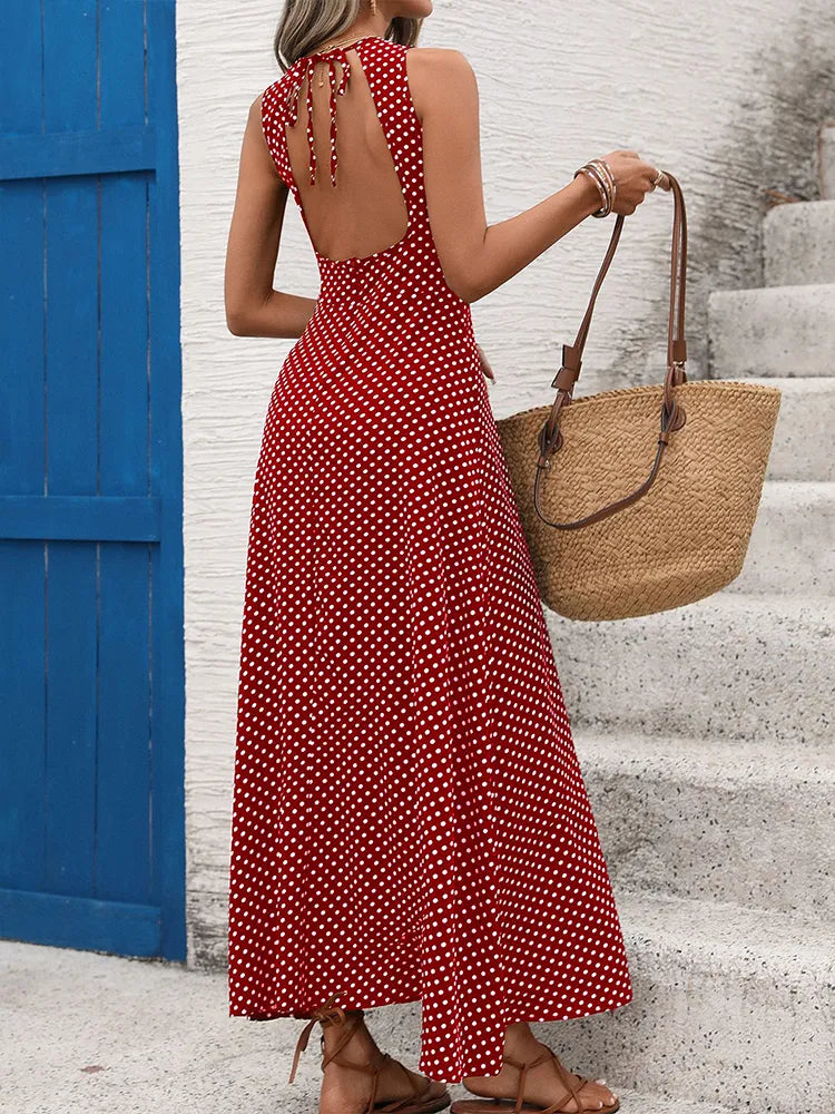 Robe dos nu à pois esprit vintage français