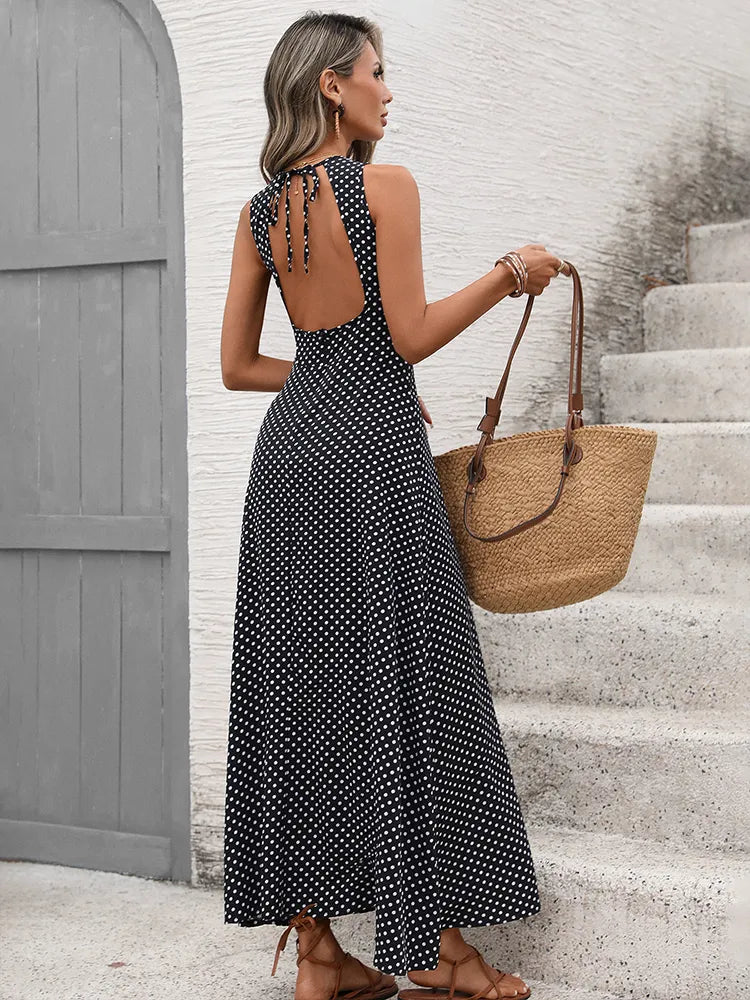 Robe dos nu à pois esprit vintage français