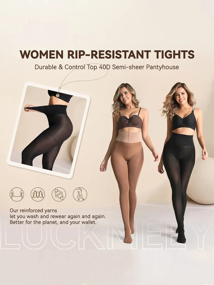 Collant indéchirable taille haute effet soie confort