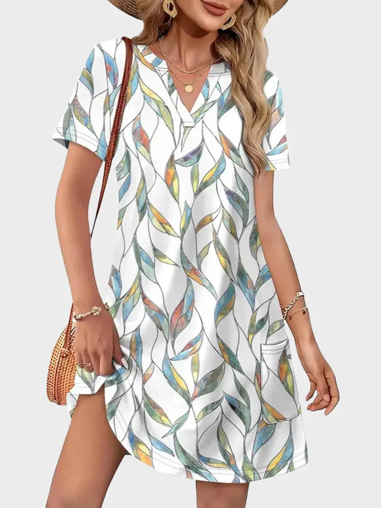 Robe d’été col V esprit vacances