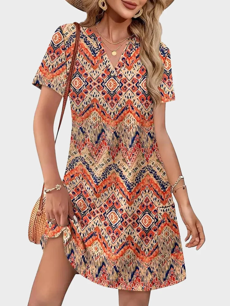 Robe d’été col V esprit vacances