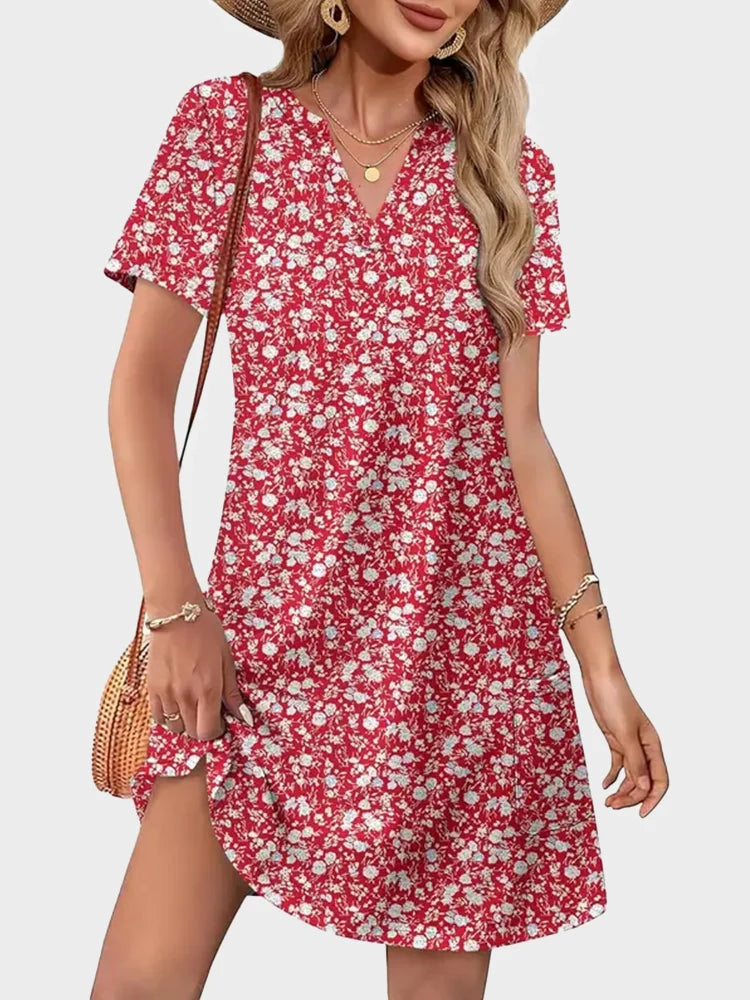 Robe d’été col V esprit vacances