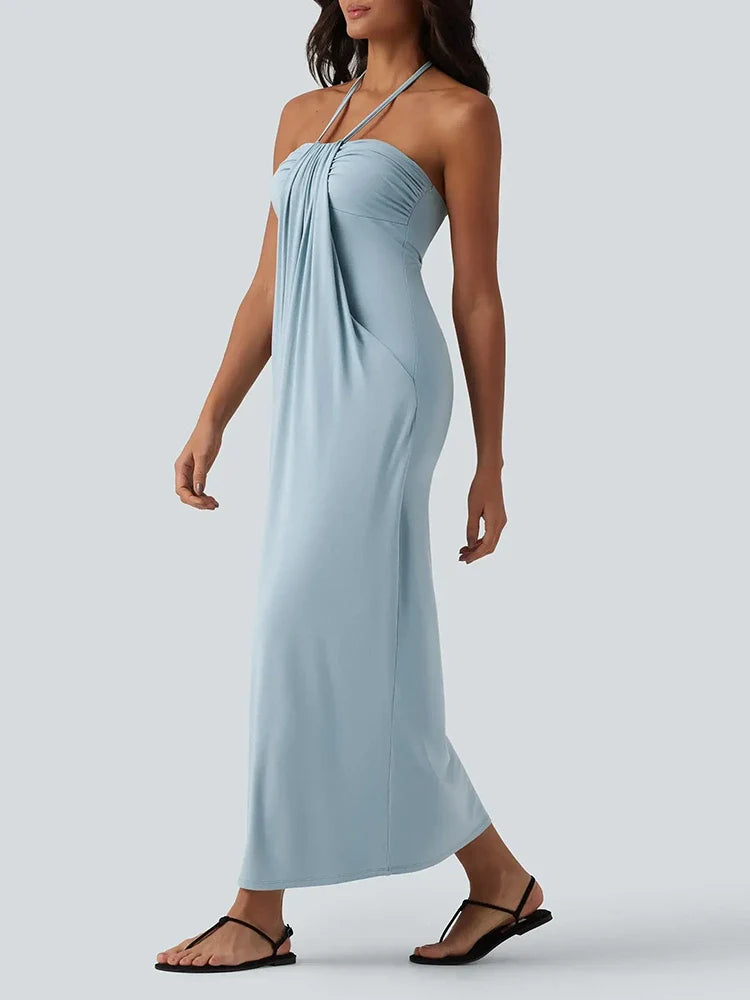 Robe longue d’été à dos noué