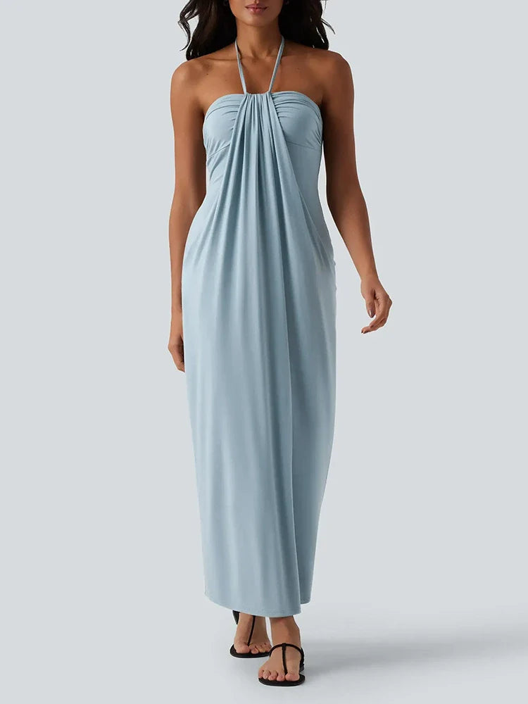 Robe longue d’été à dos noué