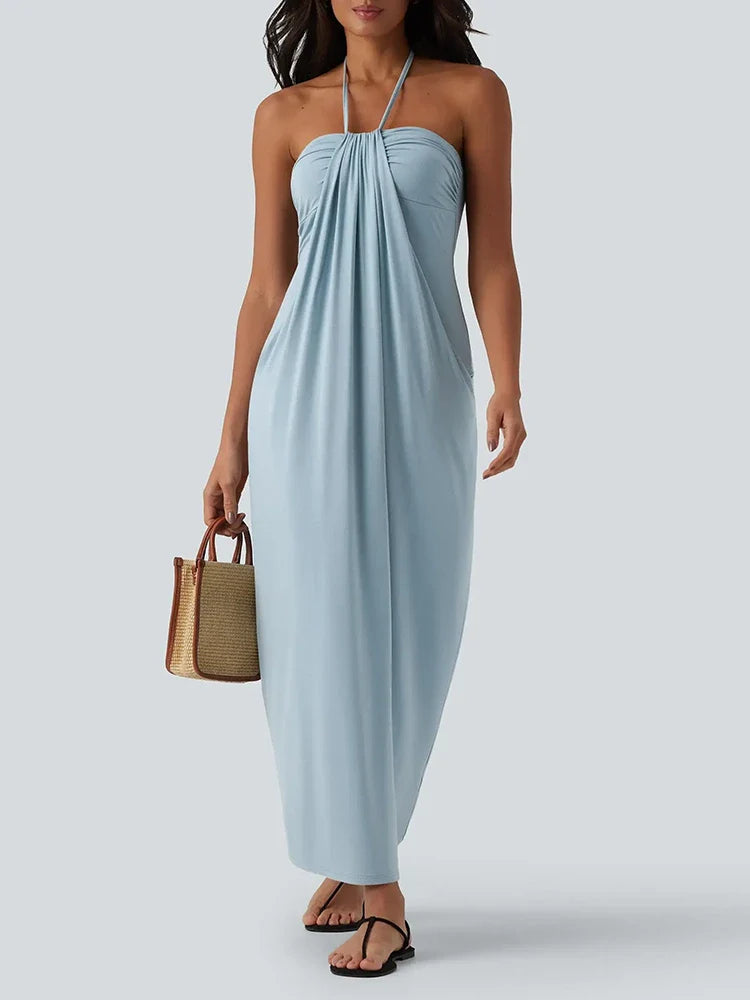 Robe longue d’été à dos noué