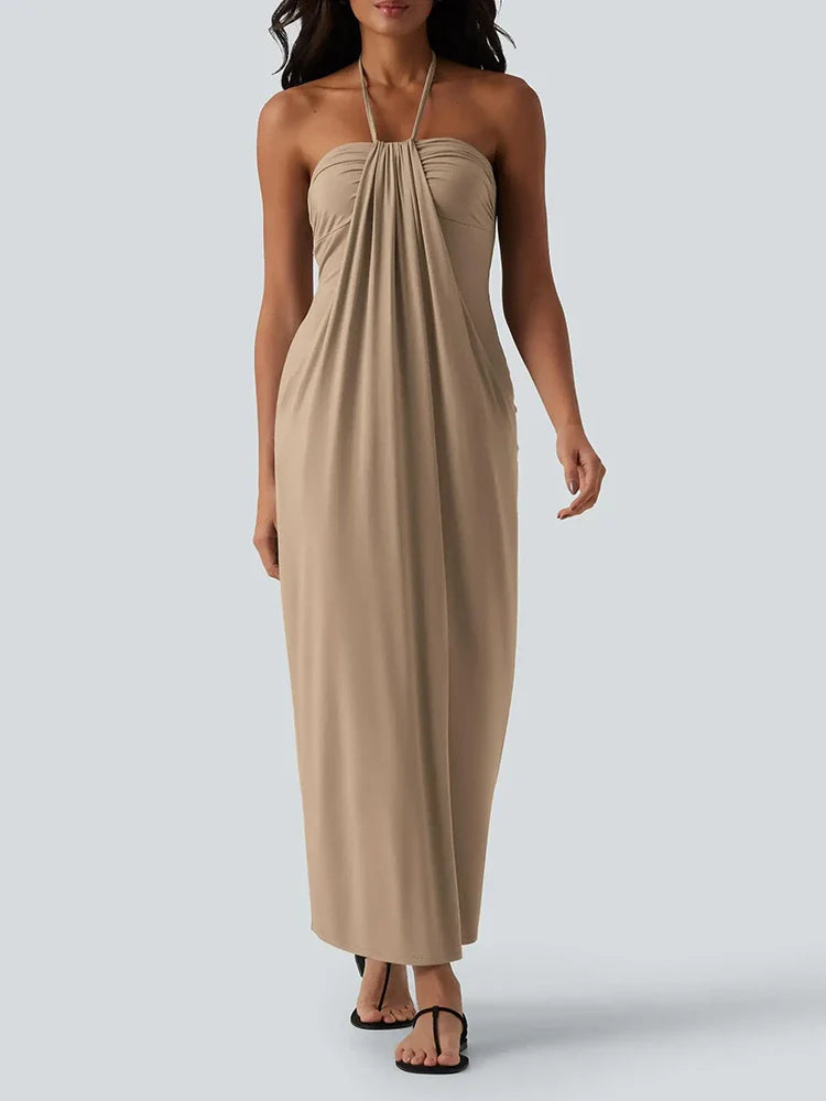 Robe longue d’été à dos noué