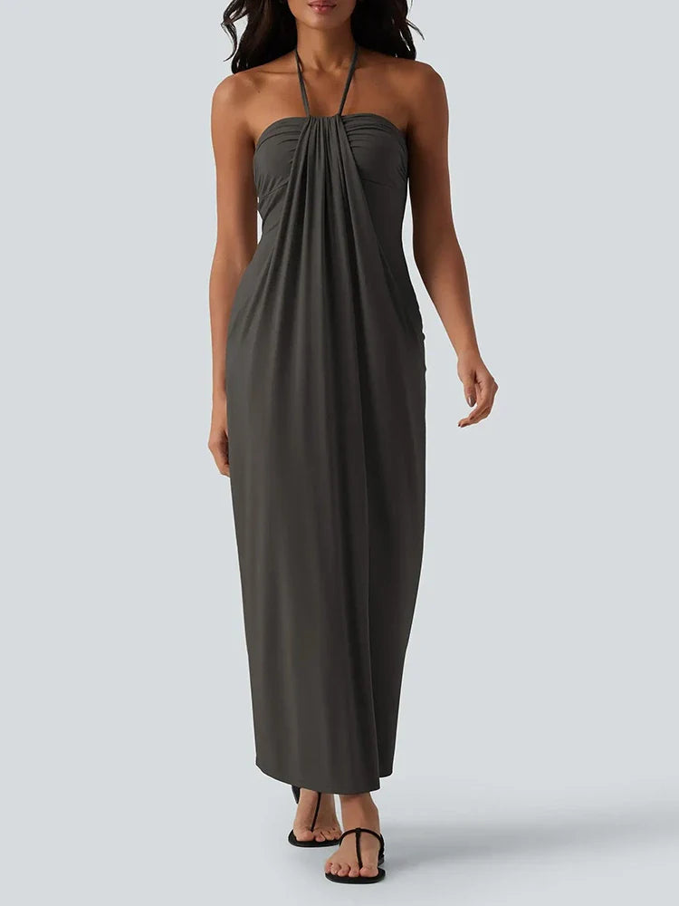 Robe longue d’été à dos noué