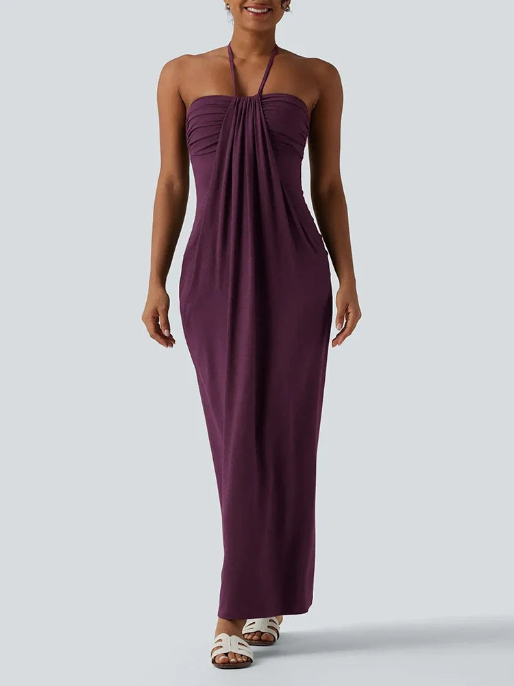 Robe longue d’été à dos noué