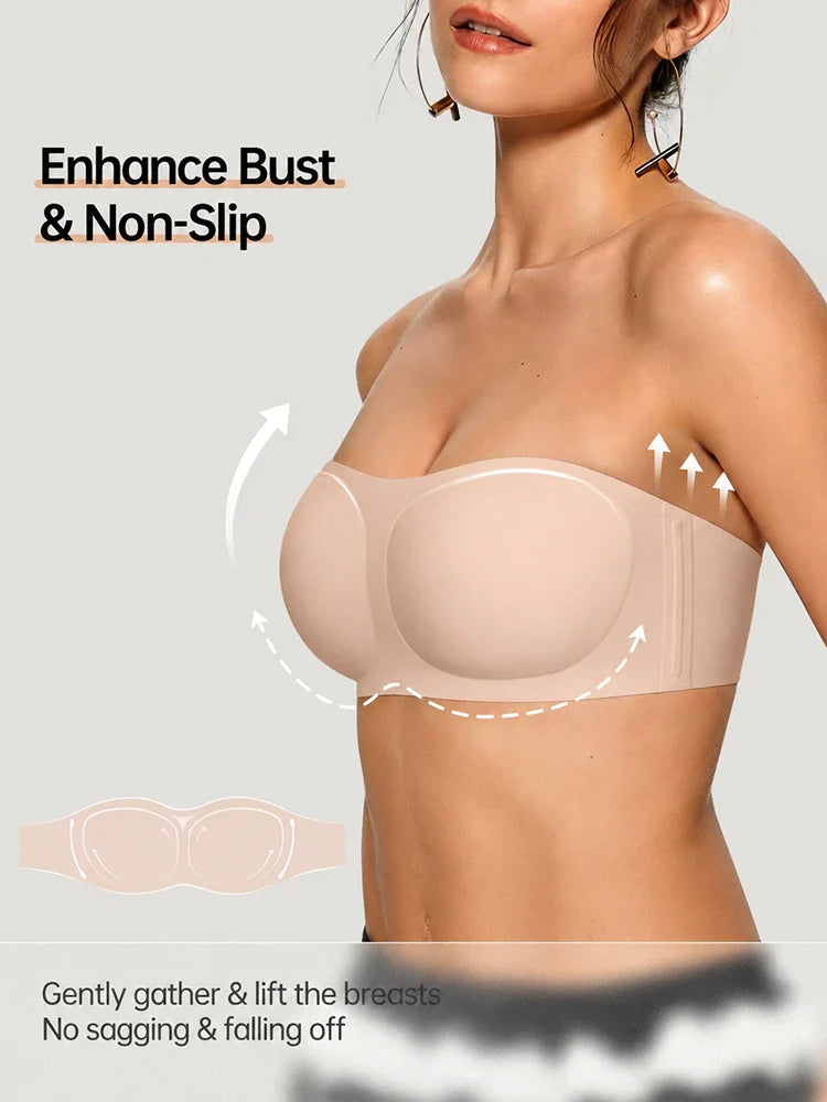 Soutien-gorge push-up bandeau sans coutures ni armatures effet jelly
