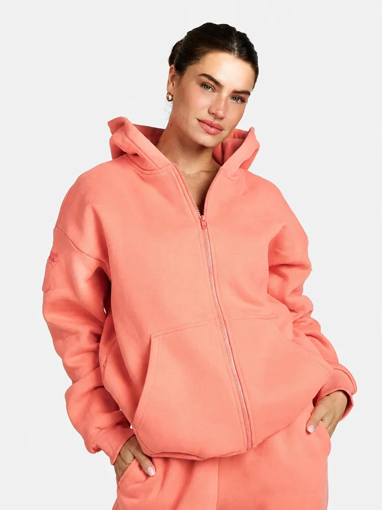 Sweat à capuche zippé oversize Essential