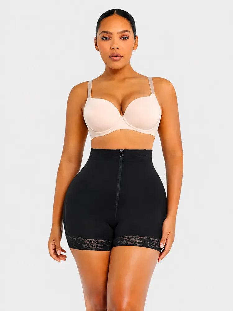 Short gainant taille haute effet ventre plat
