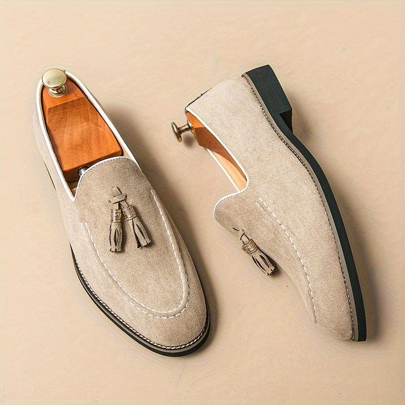 Mocassins classiques à pampilles en daim - Maison Flavigny