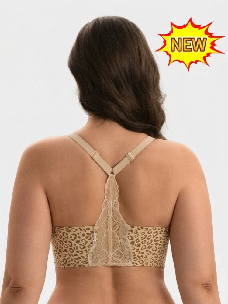 Soutien-gorge push-up sans armatures col V plongeant dos dentelle
