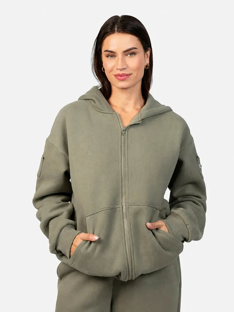 Sweat à capuche zippé oversize Essential