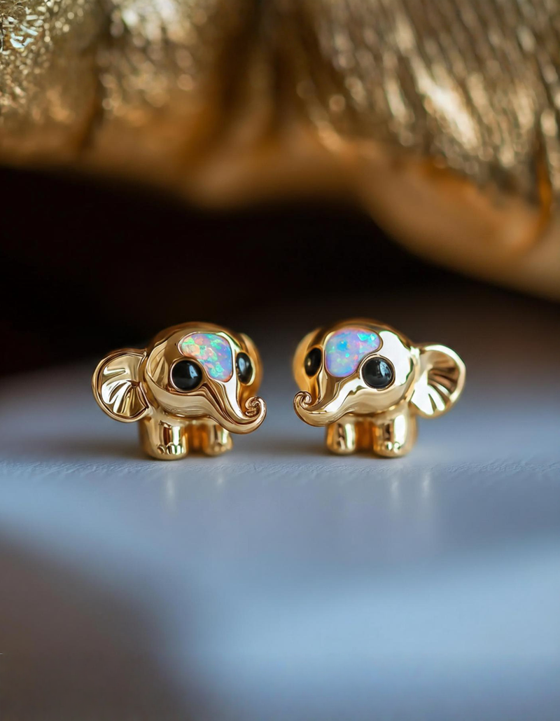 Boucles d'oreilles Éléphant en Opale