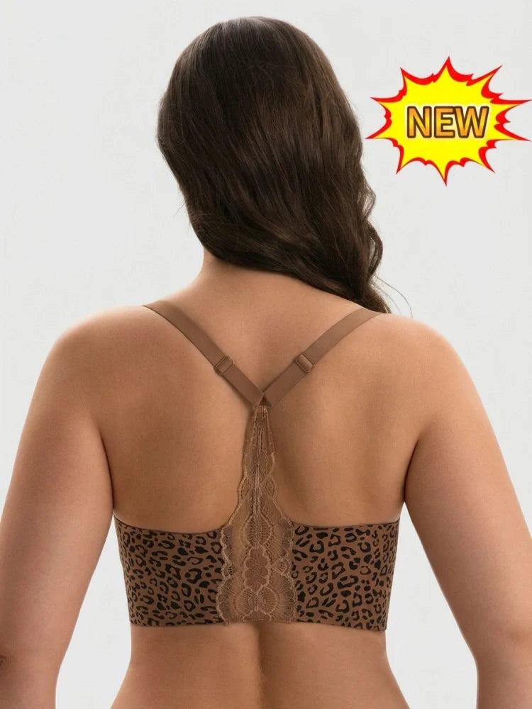 Soutien-gorge push-up sans armatures col V plongeant dos dentelle