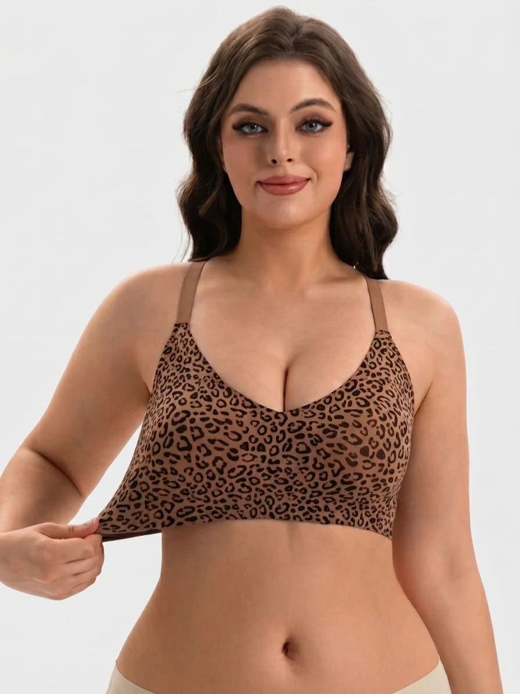 Soutien-gorge push-up sans armatures col V plongeant dos dentelle
