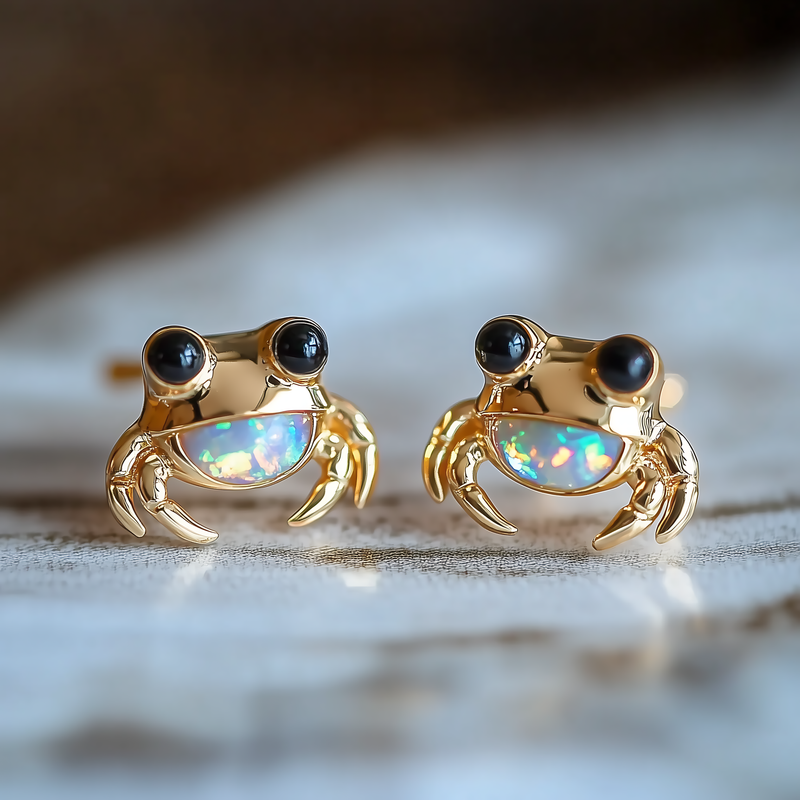 Boucles d'oreilles Crabe en Opale