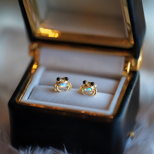 Boucles d'oreilles Crabe en Opale