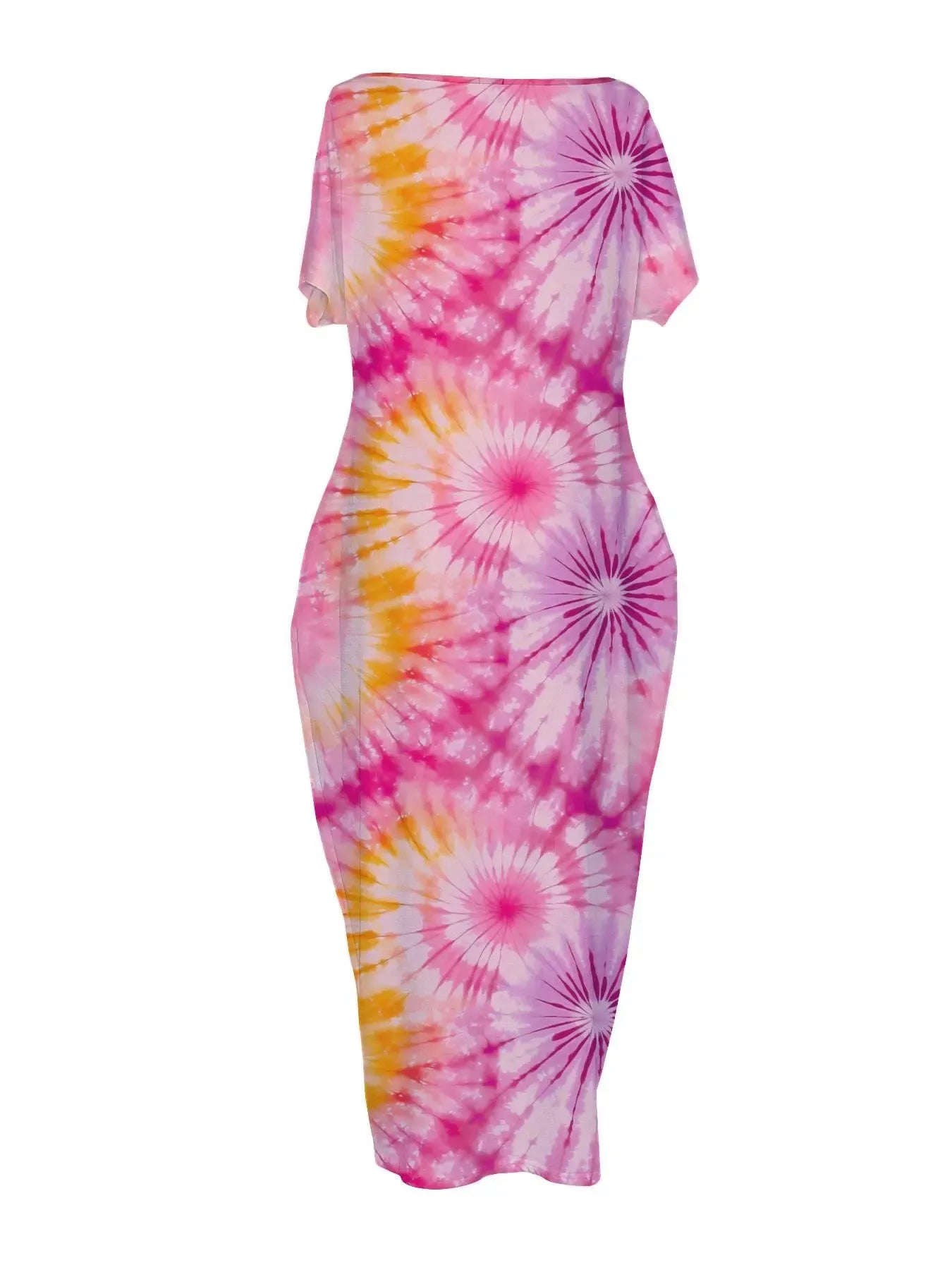 Chemise de nuit tie-dye papillons & cœurs avec poches
