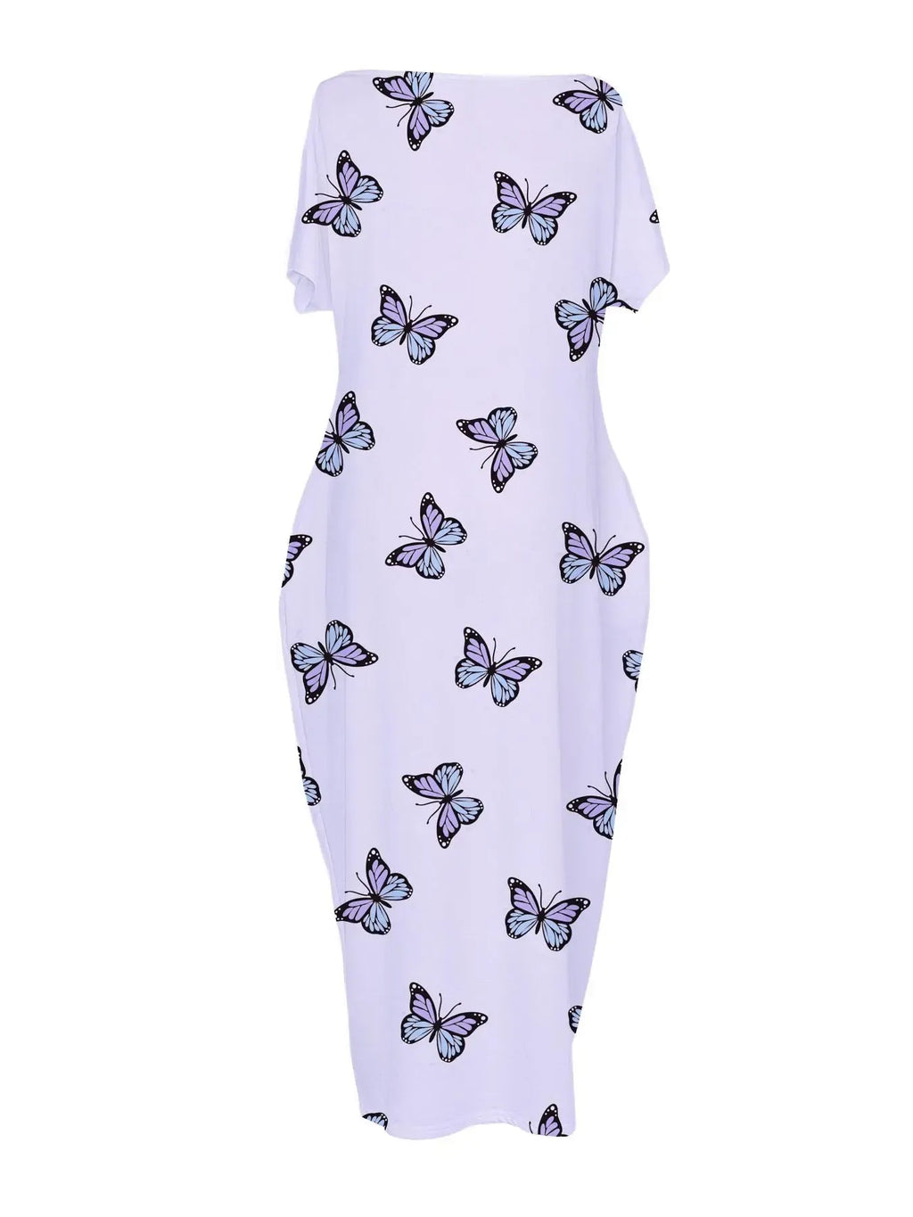 Chemise de nuit tie-dye papillons & cœurs avec poches